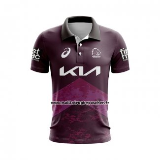 Maillot Polo Brisbane Broncos Rugby 2024 Entrainement Fuchsia